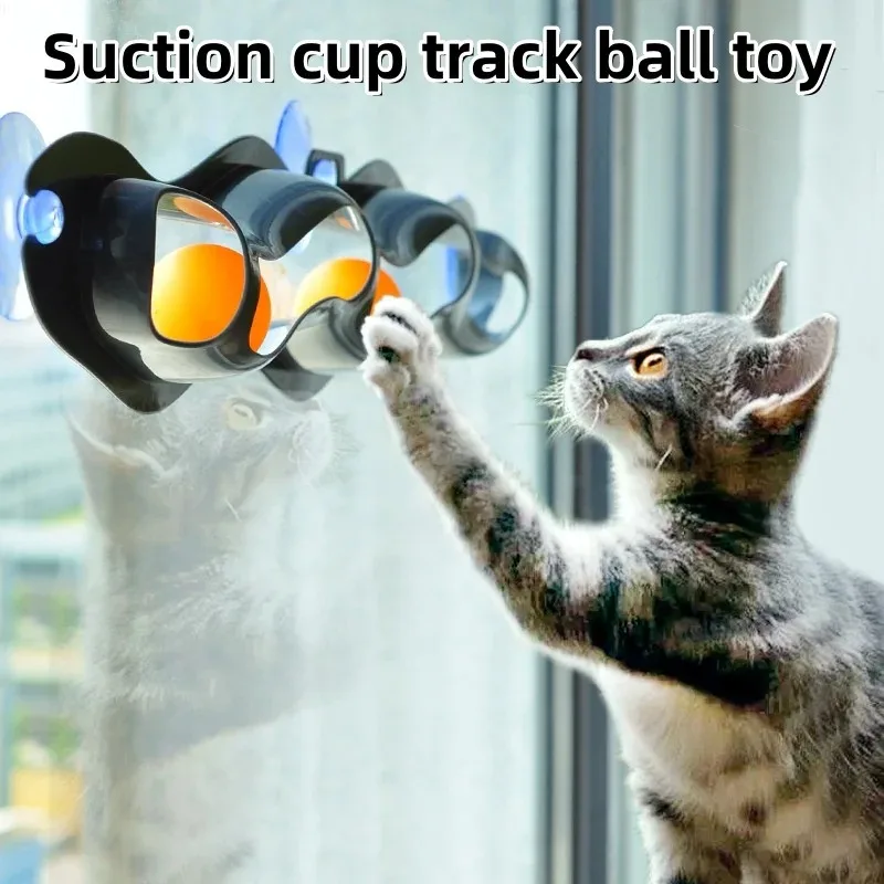 

Cat Supplies Pet Cat Toys Plastic Sucker Track Ball Window Table Tennis Adsorption Glass Cat Accessorie Toys for Cats