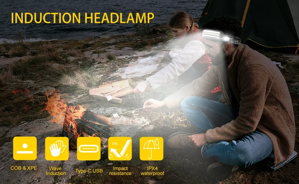 LED COB Sensor-Flutlicht Wiederaufladbare Arbeitsleuchte Stirnlampe Notfallbeleuchtung Outdoor Wasserdichte Camping- und Angellampe – Detail 6