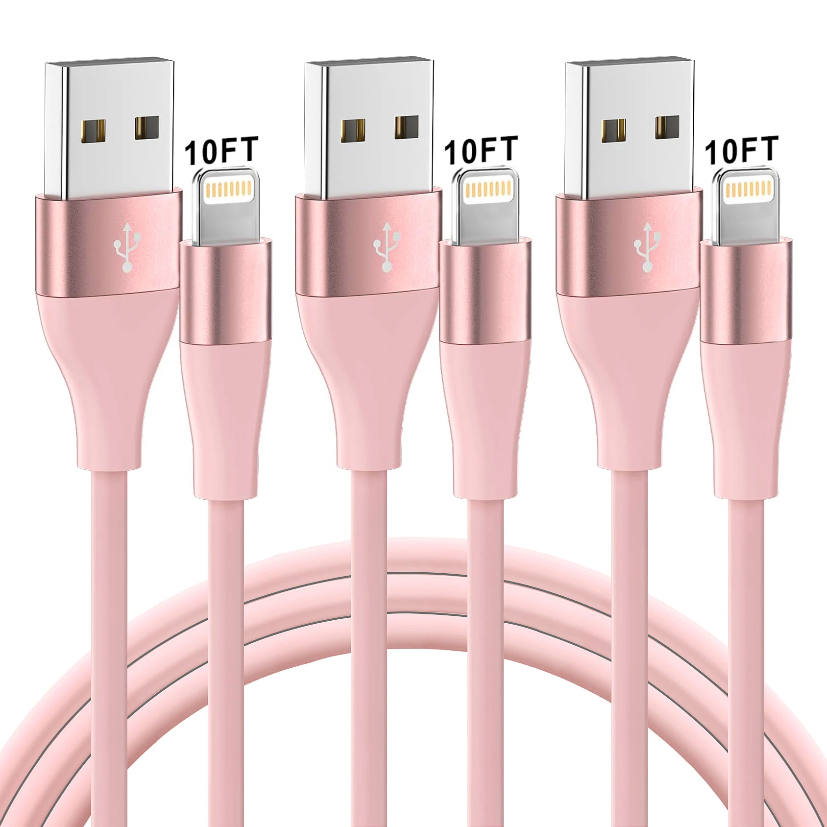 3 Pack 10FT USB-A to iPhone Fast Charging Cable For Apple iPhone 14 13 12 11 Pro Max XR XS X 8 7 6 Plus SE iPadmini