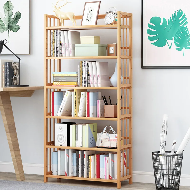 AOLIVIYA Simple Floor Bookcase Cabinet Library Shelves Desk Bookshelf Storage Rack Study Office Kids Display Organizer Stand