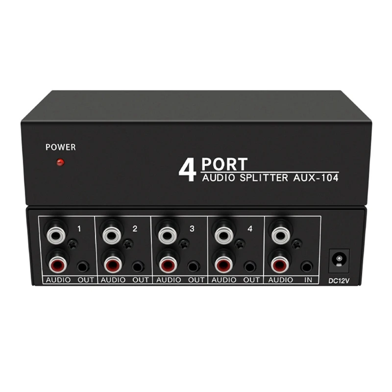 Rozdzielacz Audio 1 w 4 na RCA L/R Aux Splitter Audio video rozdzielacz Audio 1x4 rozdzielacz Audio dla PC DVD głośnik Splitte wytrzymały