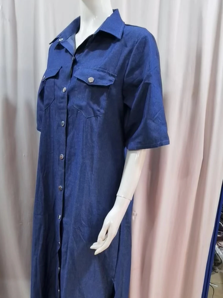 Primavera/estate nuovo 2024 abito in Denim monopetto diviso stretto Sexy Street Style Retro elegante abito da donna