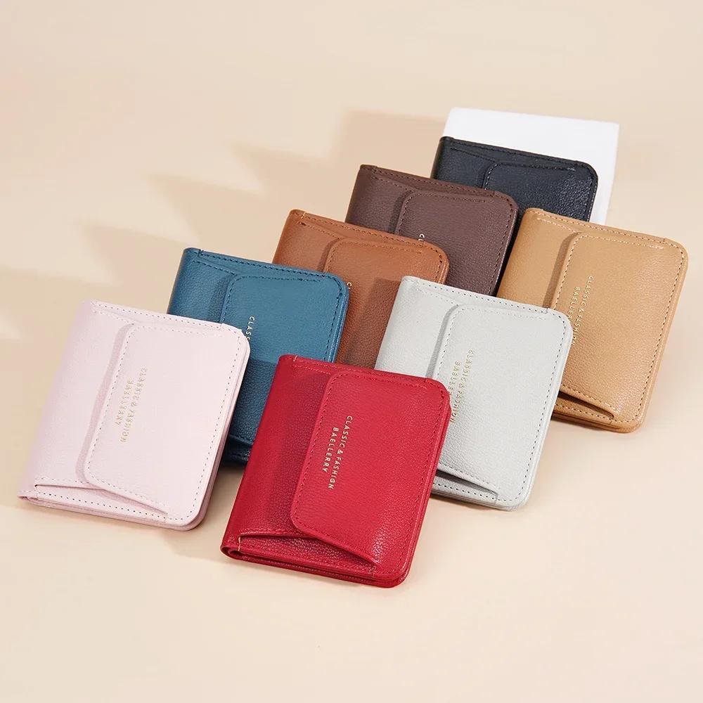 Baellerry Short Mini Wallets for Women PU Leather Card Holder Solid Coin Purse Female Multi-functional Fashion Small Red Wallet