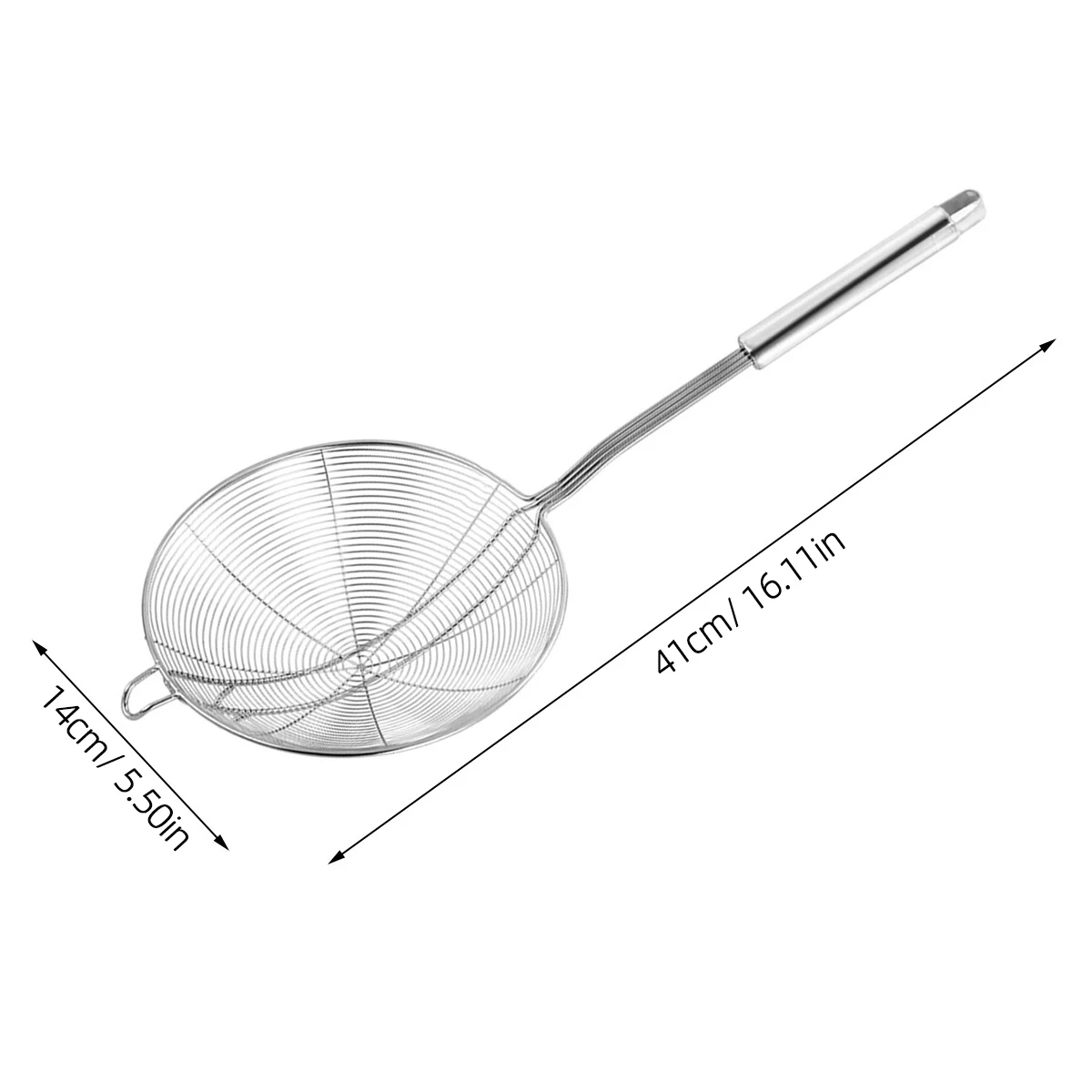

Stainless Steel Colander Spoon Wire Mesh Skimmer Ladle Strainer Handle Hot Pot Kitchen Frying Food Pasta Noodle 14Cm Silver
