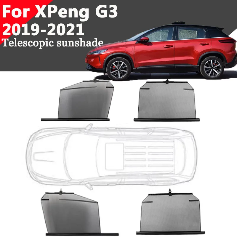 For XPeng G3 2019-2021 Car Telescopic Sunshade Side Windows Curtains Sun UV Protection Retractable Visor Auto Accessory