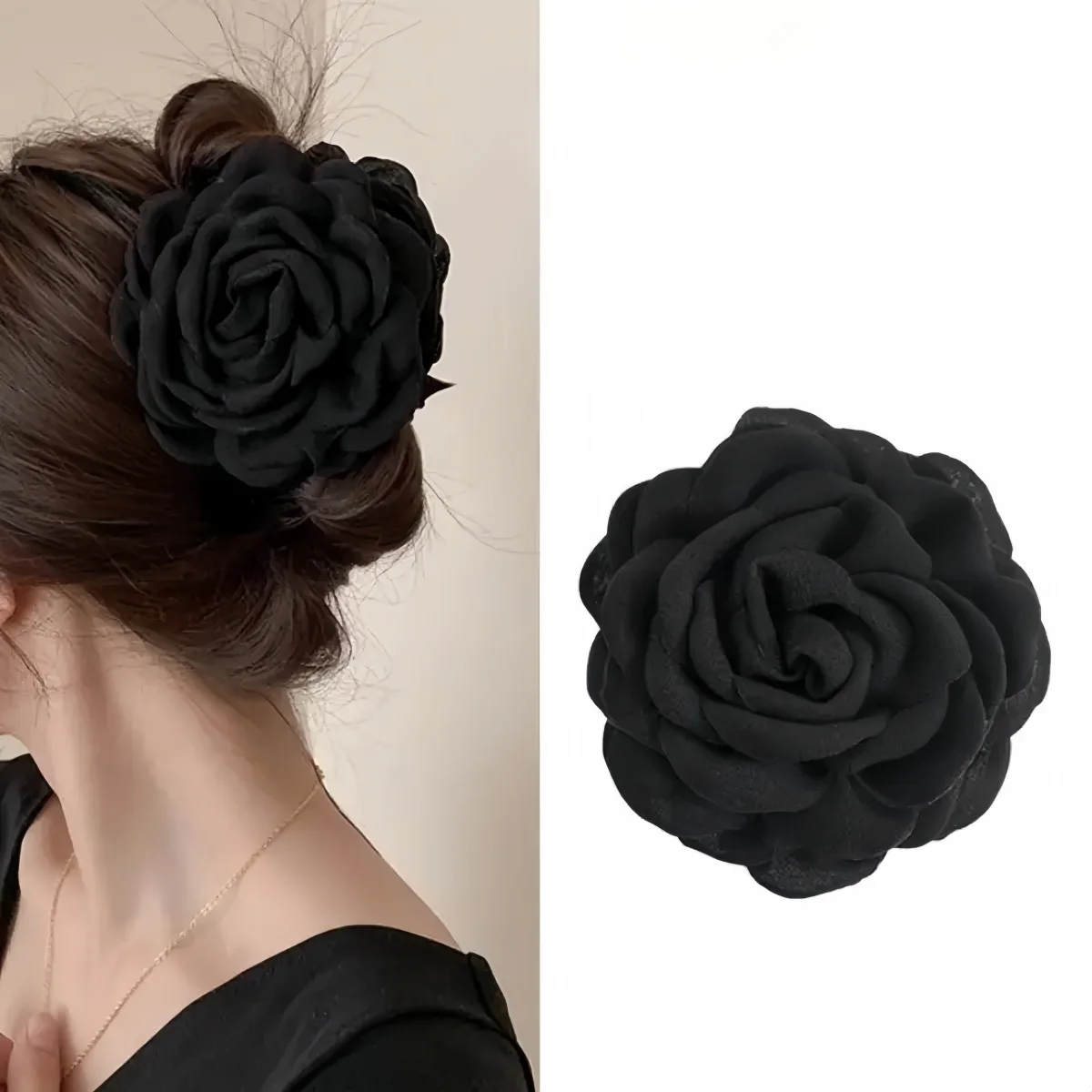 2 Stück/Set 9cm Kamelienblume aus Stoff mit gebranntem Rand, künstliche Blumenapplikation für DIY-Nähprojekte, Hochzeits-Haarnadel-Dekoration – Detail 4