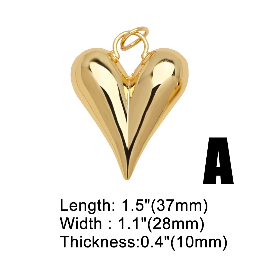 OCESRIO Trendy Polish Gold Silver Color Heart Pendant for Necklaces Copper Gold Plated Jewelry Making Supplies Wholesale pdtb498