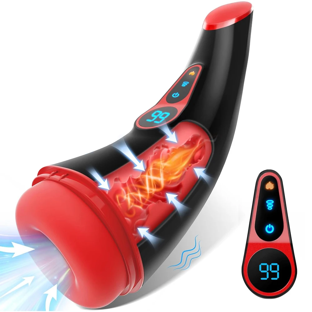 Powerful Male Masturbator Sex Toys for Men Sucking Heating Vibrating LCD Display Penis Pump Male Masturbators Adult Toys MAN 18+