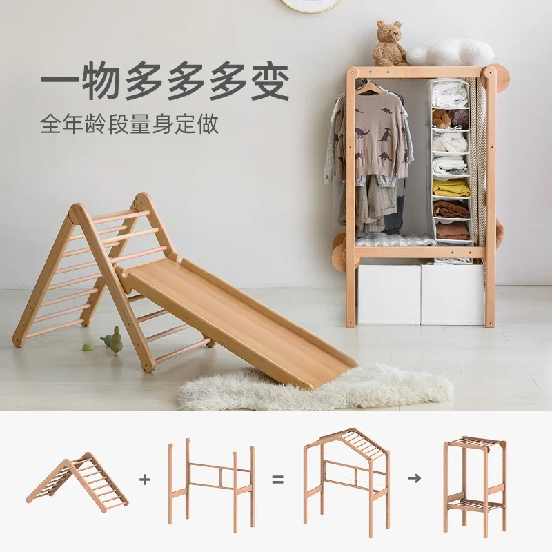 Baobab hole roof truss, Montessori children's bed beech climbing frame household slide swing combination