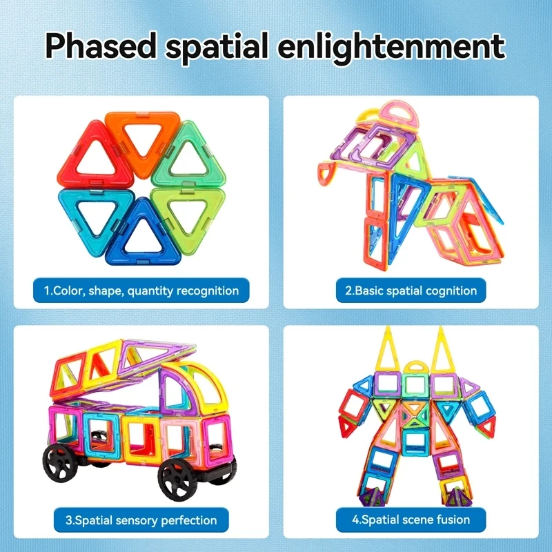 Magneti giocattoli per bambini 30-168 pezzi blocchi magnetici di medie dimensioni costruttore magnetico Designer Set giocattoli educativi per bambini