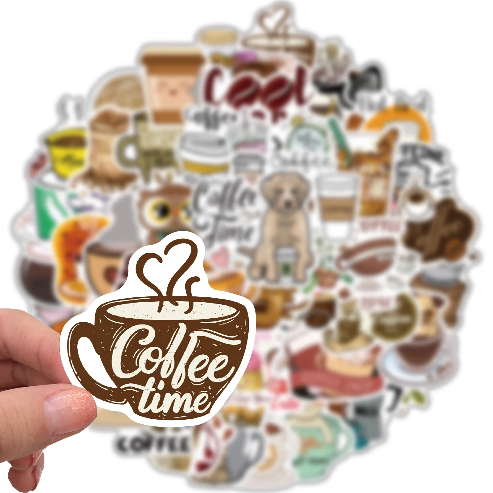 50PCS Vintage Rooftop Coffee Shop Stickers Set Scrapbooking Stickers For Journal Planner Diy Crafts Scrapbooking Diary