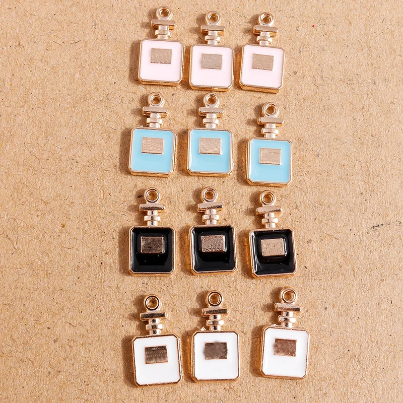 10pcs 9*16mm Alloy Enamel Perfume Bottle Charms Pendants for Cute Necklaces Drop Earrings Keychain DIY Jewelry Making Findings