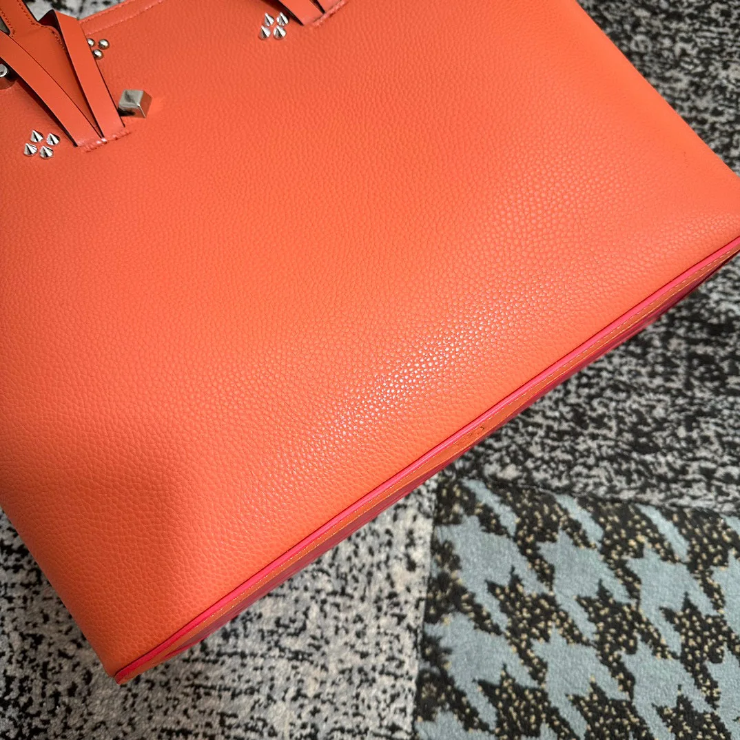 حقيبة يد نسائية فاخرة بحزام جلدي، حقائب سفر، متعددة الاستخدامات، حقيبة يد ذات سعة كبيرة، حقيبة برتقالية كلاسيكية للأعمال #4