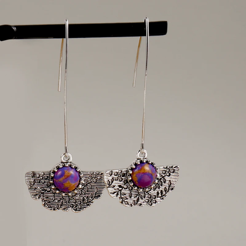 Bohemian silver leaf earrings are unique artisan handmade jewelry for women