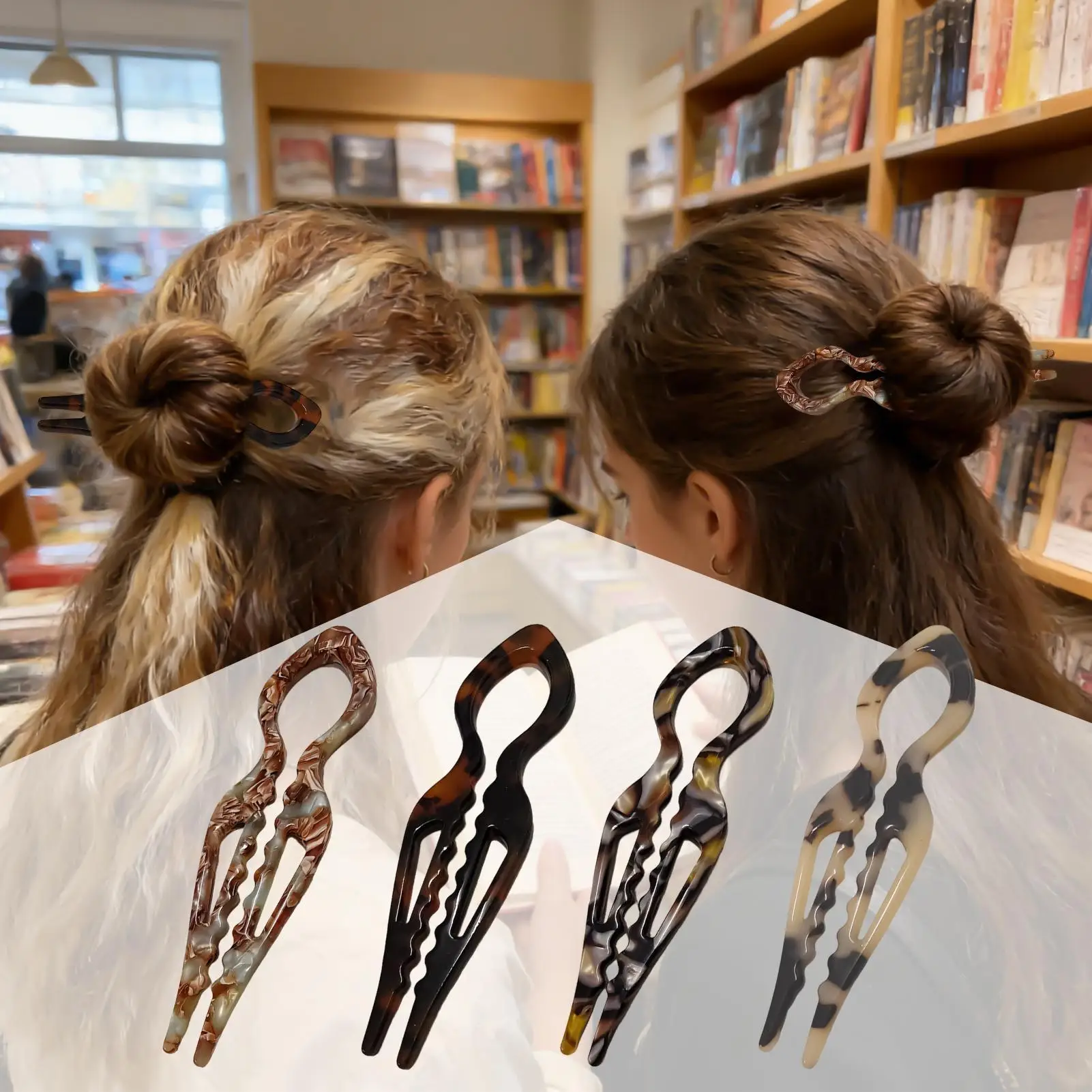 

Заколки для волос, 4 шт., ацетатные заколки в форме рыбьего хвоста, элегантные и модные заколки для женщин, идеально подходят для причесок с пучком.