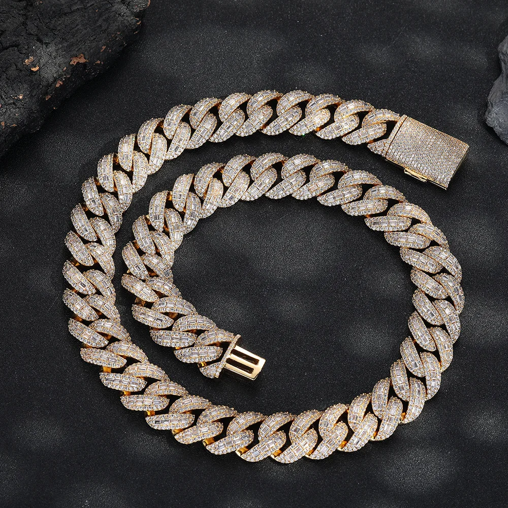 

20mm "Bubble" Cuban Chain Stacked Square Zirconia Design Hot New Hip Hop Streetwear