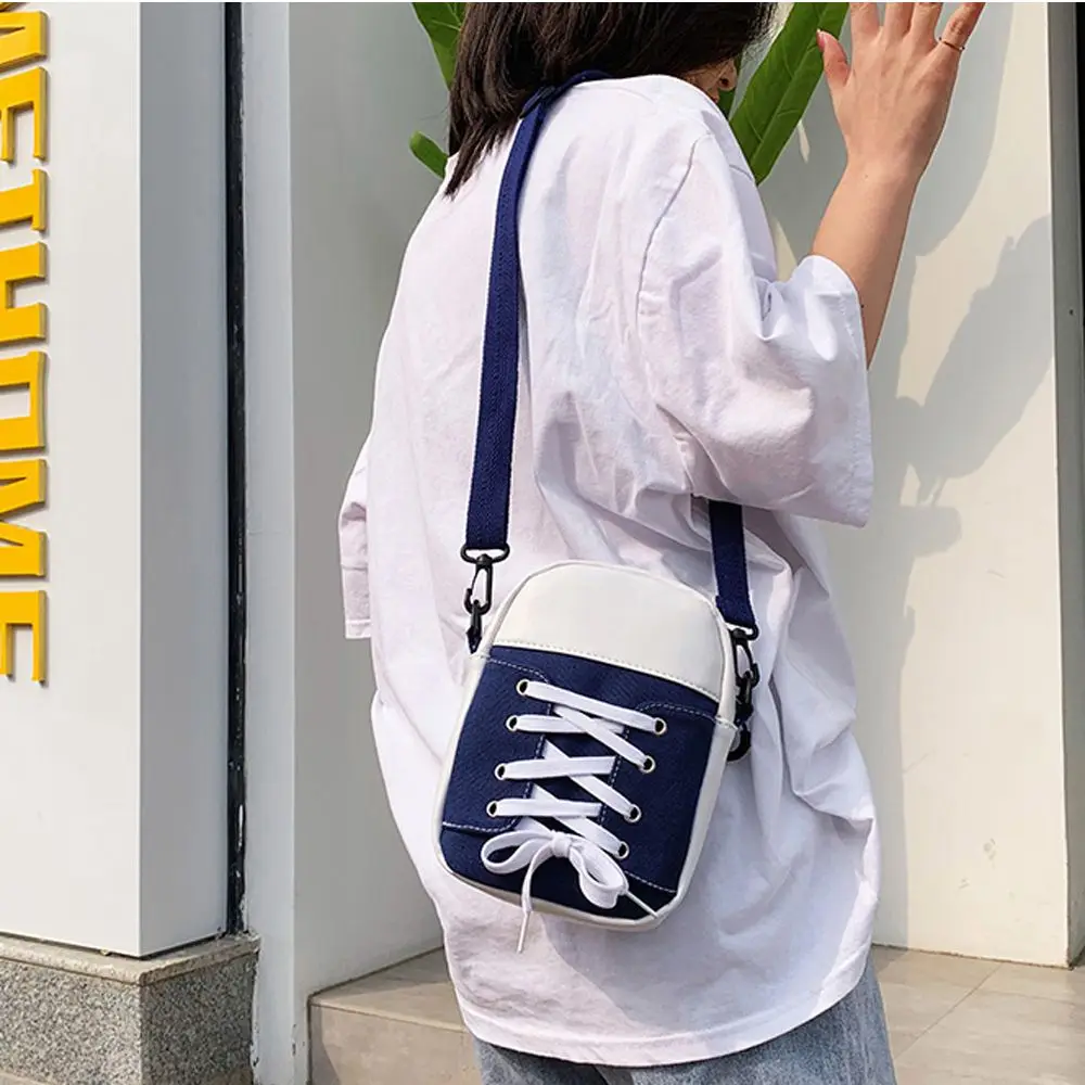 Bolso de mano de lona con forma de zapatos de compras de calle pequeña con personalidad creativa, bolso de mano de estilo coreano, bolso cruzado para mujer