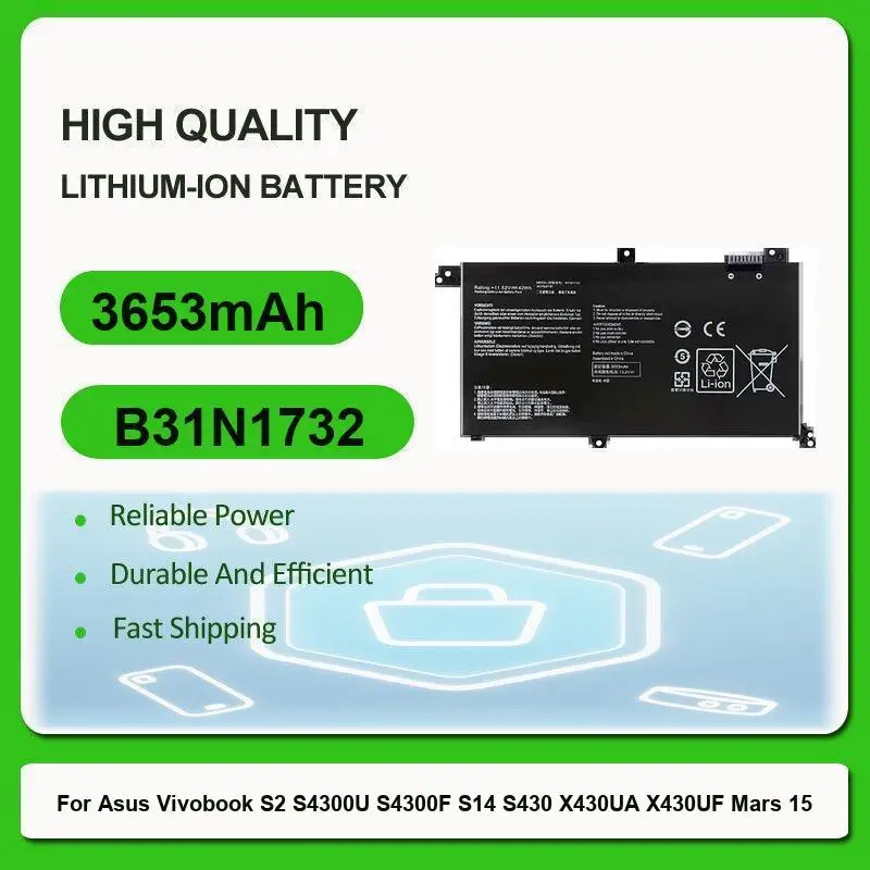 B31N1732 بطارية الكمبيوتر المحمول ل Asus Vivobook S2 S4300U S4300F S14 S430 X430UA X430UF Mars15 Mars 15 VX60G كمبيوتر محمول 3653mAh
