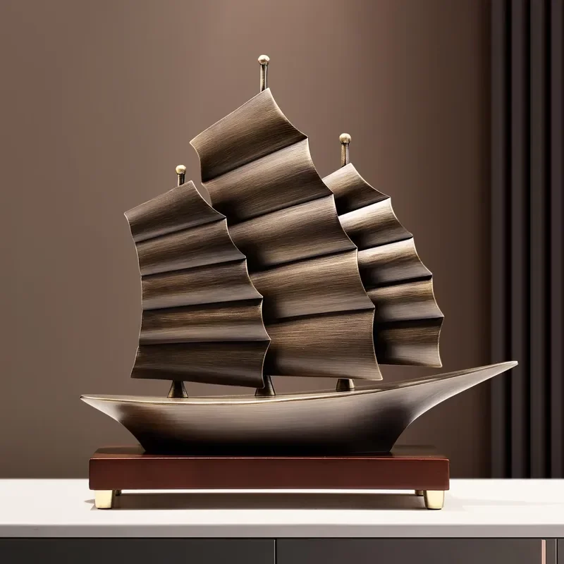 Tonfo Smooth Sailing Sailboat Brass Ornament High-End Minimalist Office/Desk Gift for Leaders Bosses-Housewarming Opening