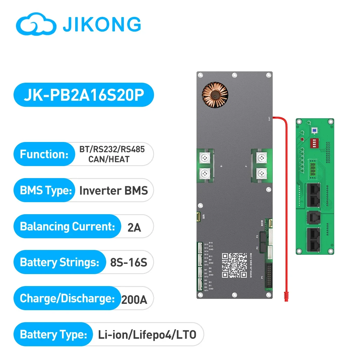 JIKONG JK-PB2A16S20P Smart BMS 8S-16S 200A литий-ионный/ Lifepo4/LTO аккумулятор бытовой инвертор энергии BMS активный балансир 2A