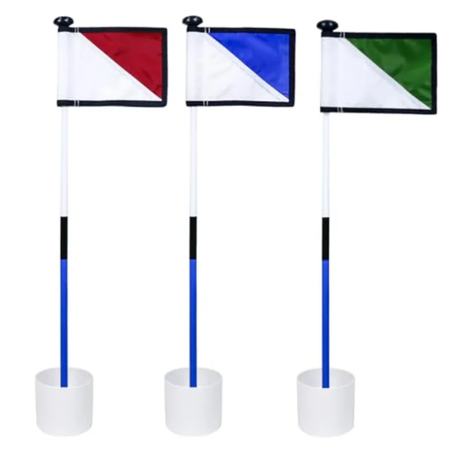 

Golf Flagstick 3ft Double-Sided Putting Green Flags for Backyard Driving Range Practice Portable Two-Section Design Durable Pla