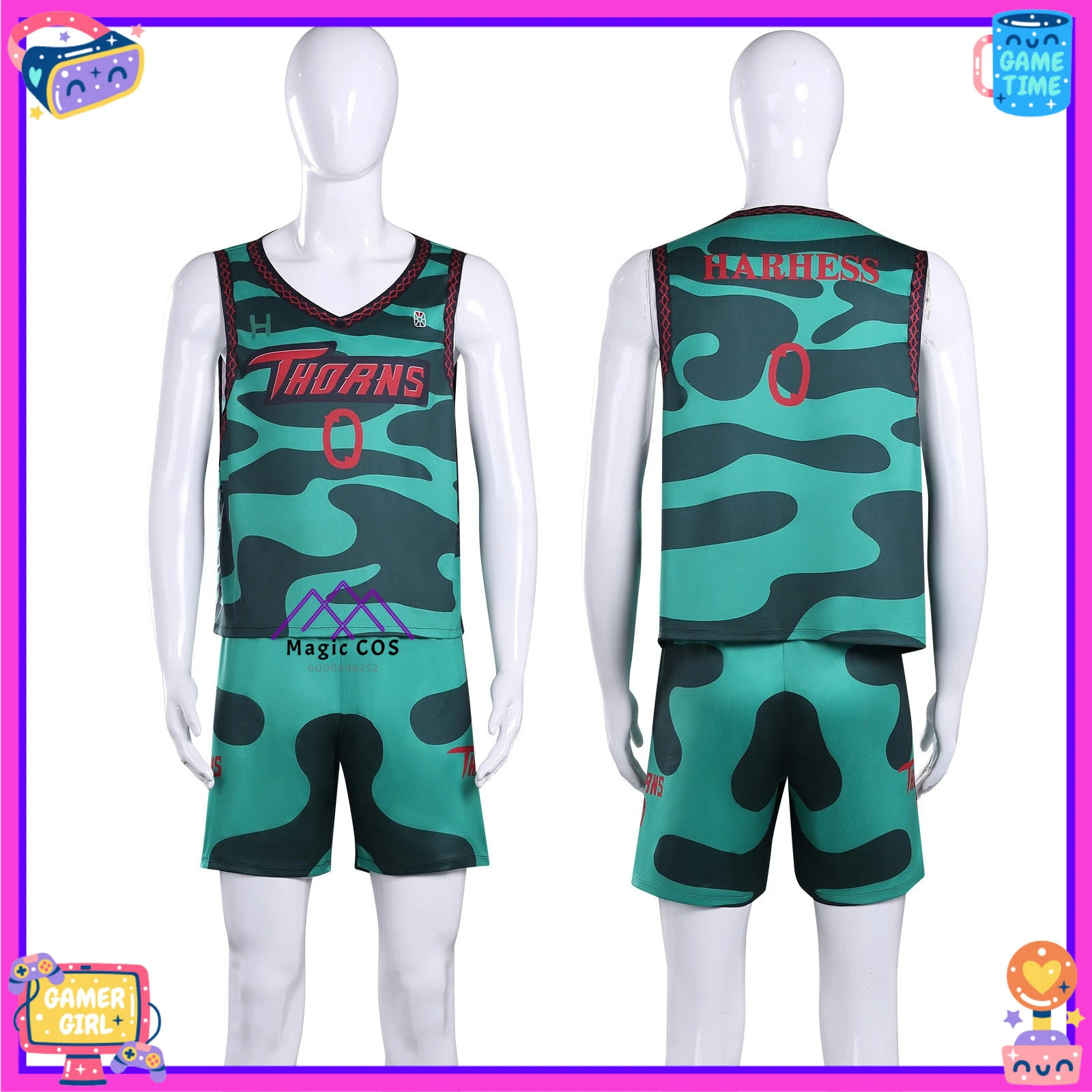 

Popular Movie Cosplay Costume Anime Stephen Role Playing Blue Basketball Team Uniforms for Men Comic Con Halloween Party Suits