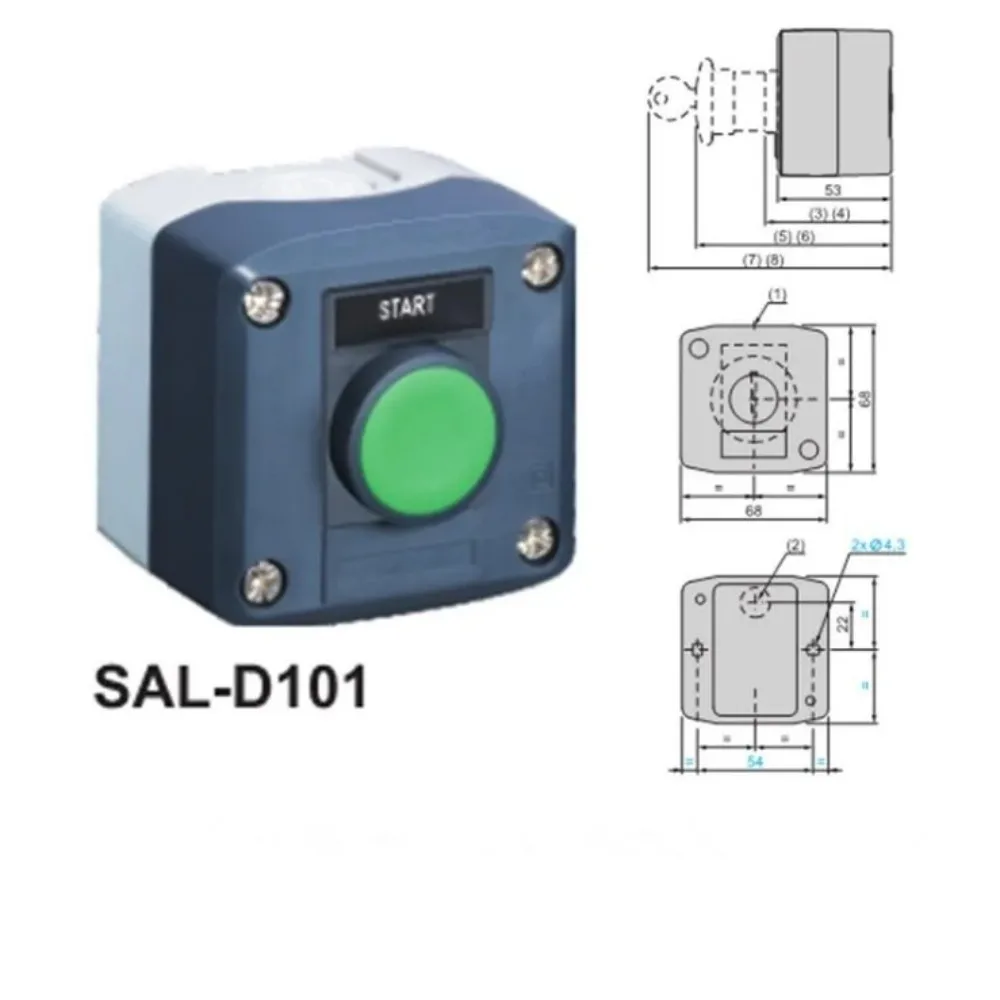 waterproof IP65 button switch control box station with momentary spring return push button switch SAL(LA68H XAL)-D101 with label