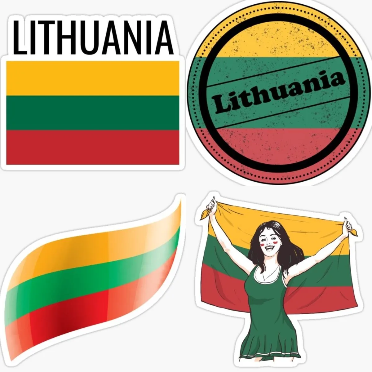 Lithuania Flag LTU LT Bumper Sticker Car Truck Decal Helmet Door Tool Box Locker Motorcycle Laptop Skateboard Window Accessories