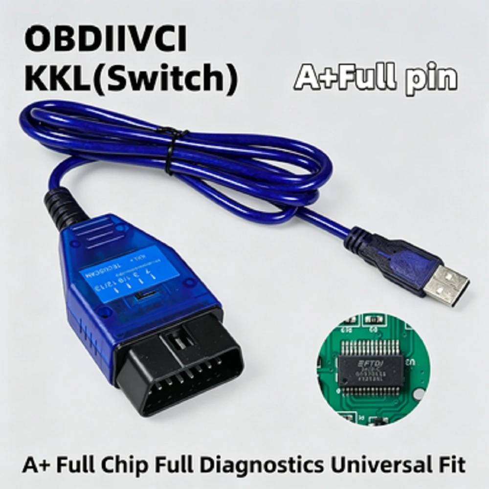 FTDI FT232RL A+Full Chip KKL VAG 409.1 OBD2 Scanner Cable with 7/9/12/13 Pin Switch for VAG Group Fiat Car Diagnostic Tool
