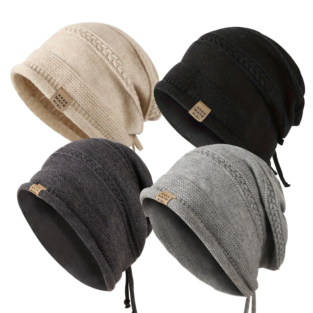 Adjustable Drawstring Texture Knitted Hat for Both Men andWomen Soft and Warm Woolen Hat Suitable for Cold Weather