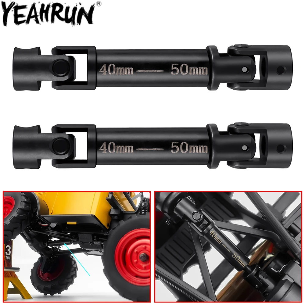 YEAHRUN 1Pair Steel Center Drive Shaft 40-50mm for 1/24 RC Crawler Truck FMS FCX24 Upgrade Parts