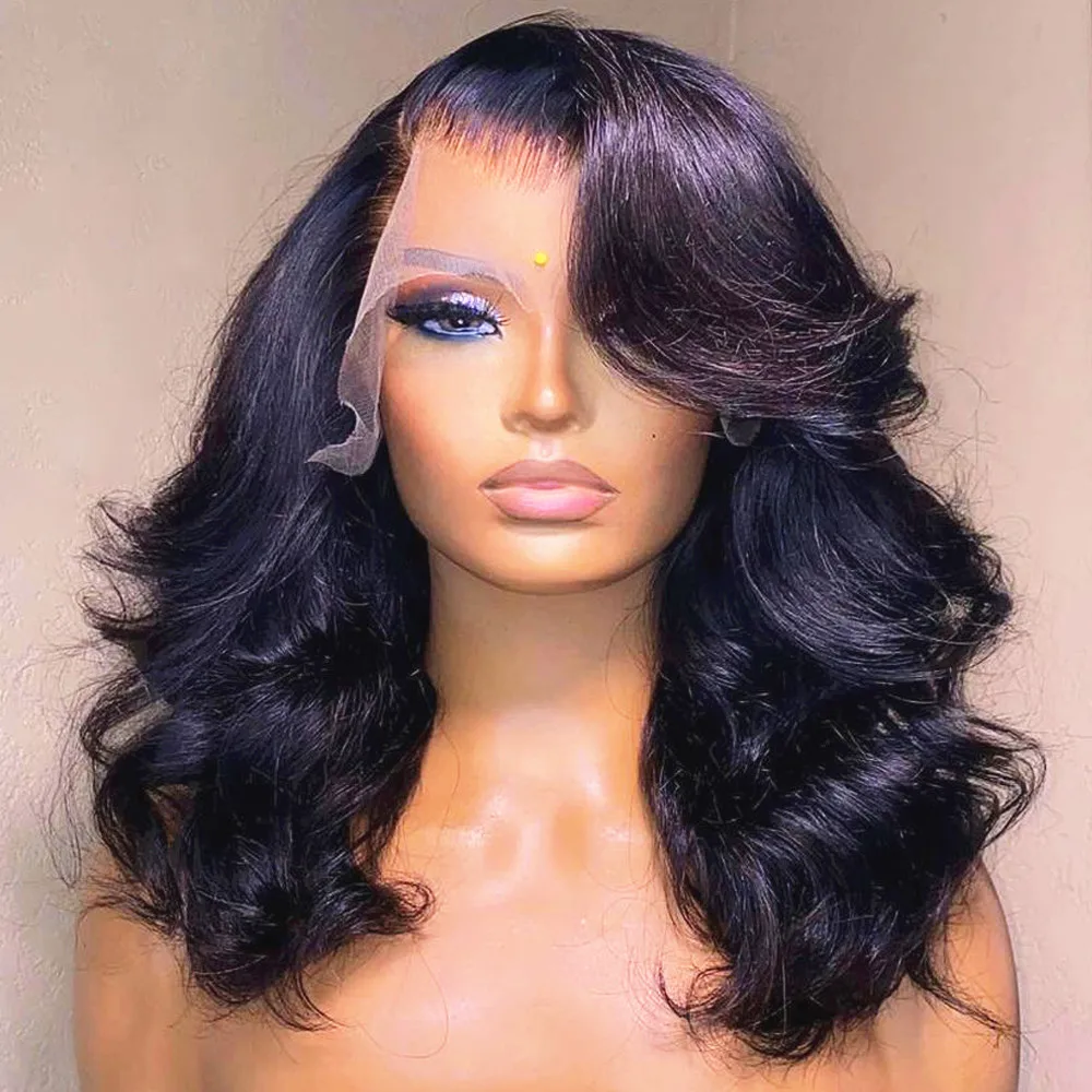 

HD Transparent Lace Front Wigs Body Wave Short Bob Wig 14Inch for Women Pre Plucked Body Wave Lace Front Wigs Virgin Remy