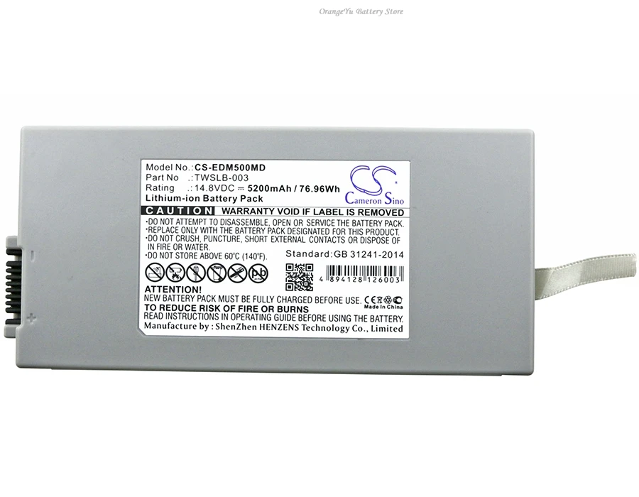 

14.8V 5200mAh Medical Battery TWSLB-003 01.21.064143 TWSLB-002 for EDAN IM8F, IM50, M50, M80, IM80, IM8, IM70 Patient Monitors