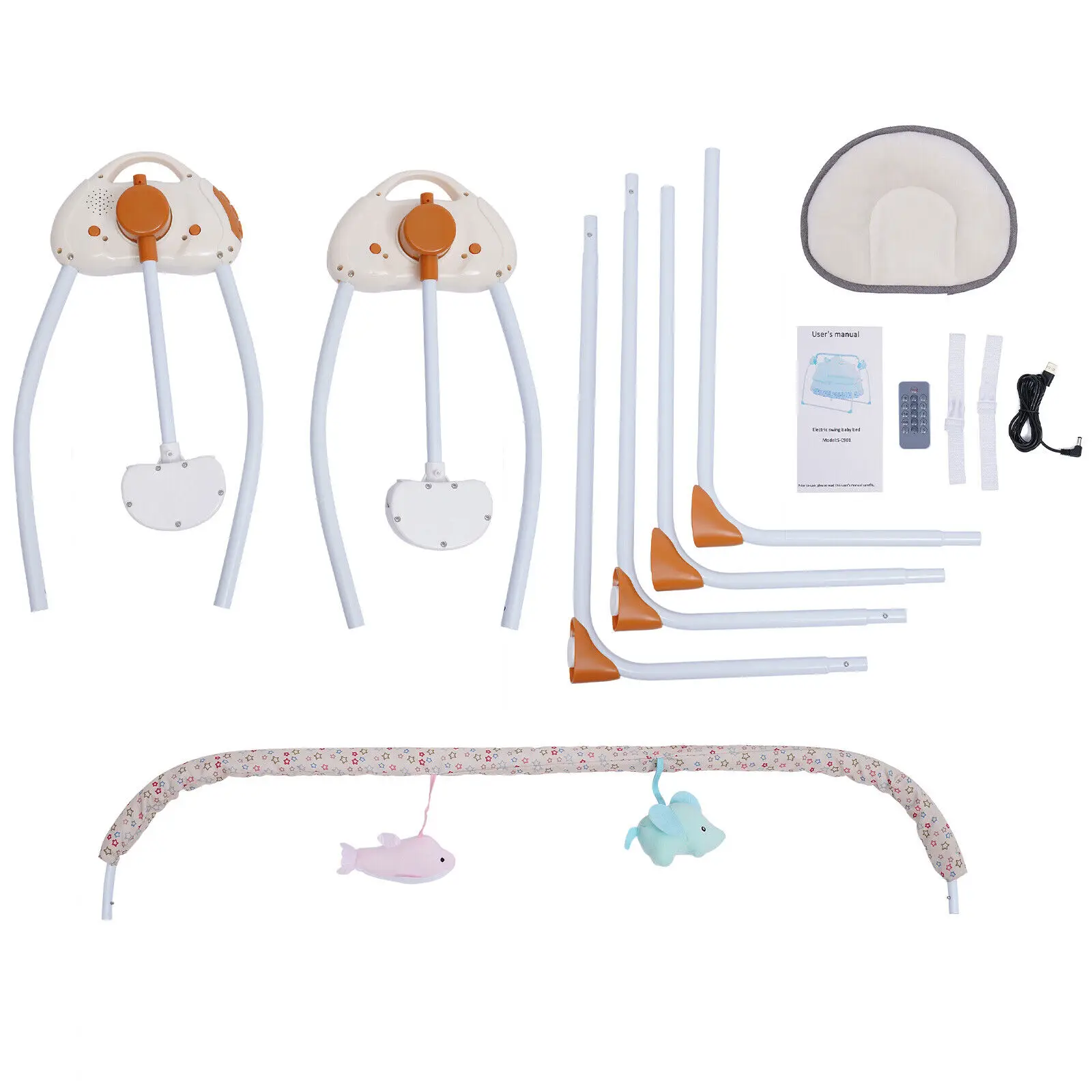 Automatic Rocking Chair Electric Baby Swing Bed Crib Music Cradle Remote control