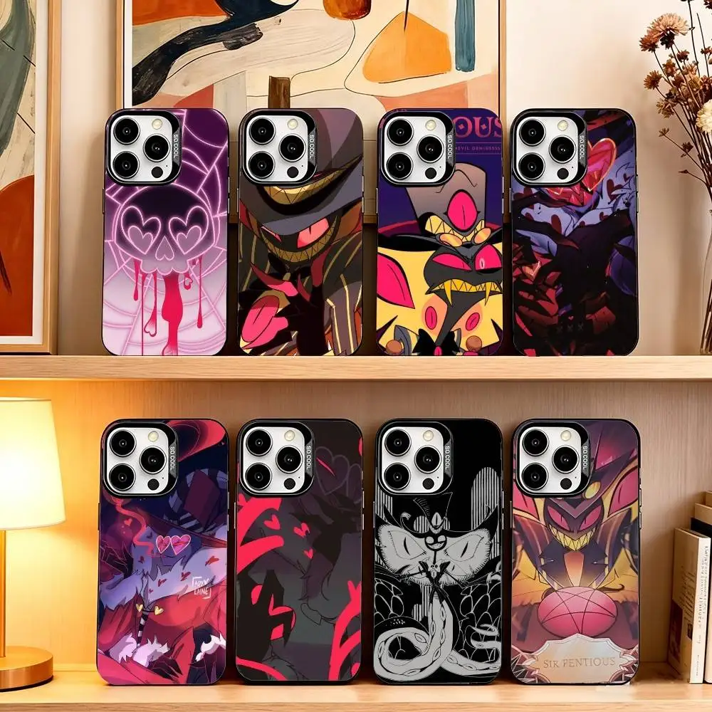 

Sir P-Pentious Hazbin Hotel Phone Case For iPhone 17,16,15,14,13,12,11 Plus,Pro Max,XS,Colorful Silver Black Cover