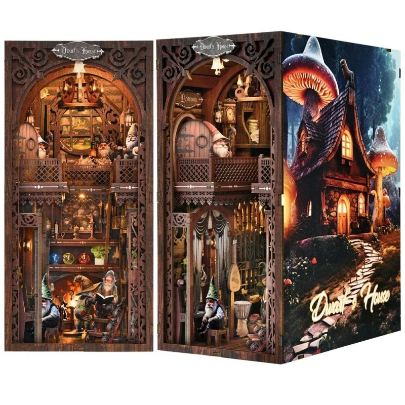 كوخ Tiny Fantasy DIY، مجموعة منزل خشبية مصغرة ثلاثية الأبعاد، غلاف ساحر لديكور الرف #6