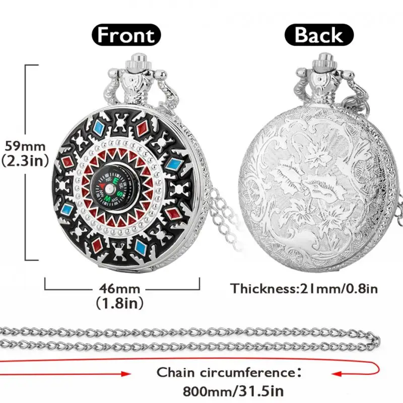 Relief Kunst Amerikanischen Südwesten Kreuz Totem Kompass Design Quarz Taschenuhr Luxus Halskette Anhänger Steampunk FOB Kette Uhr