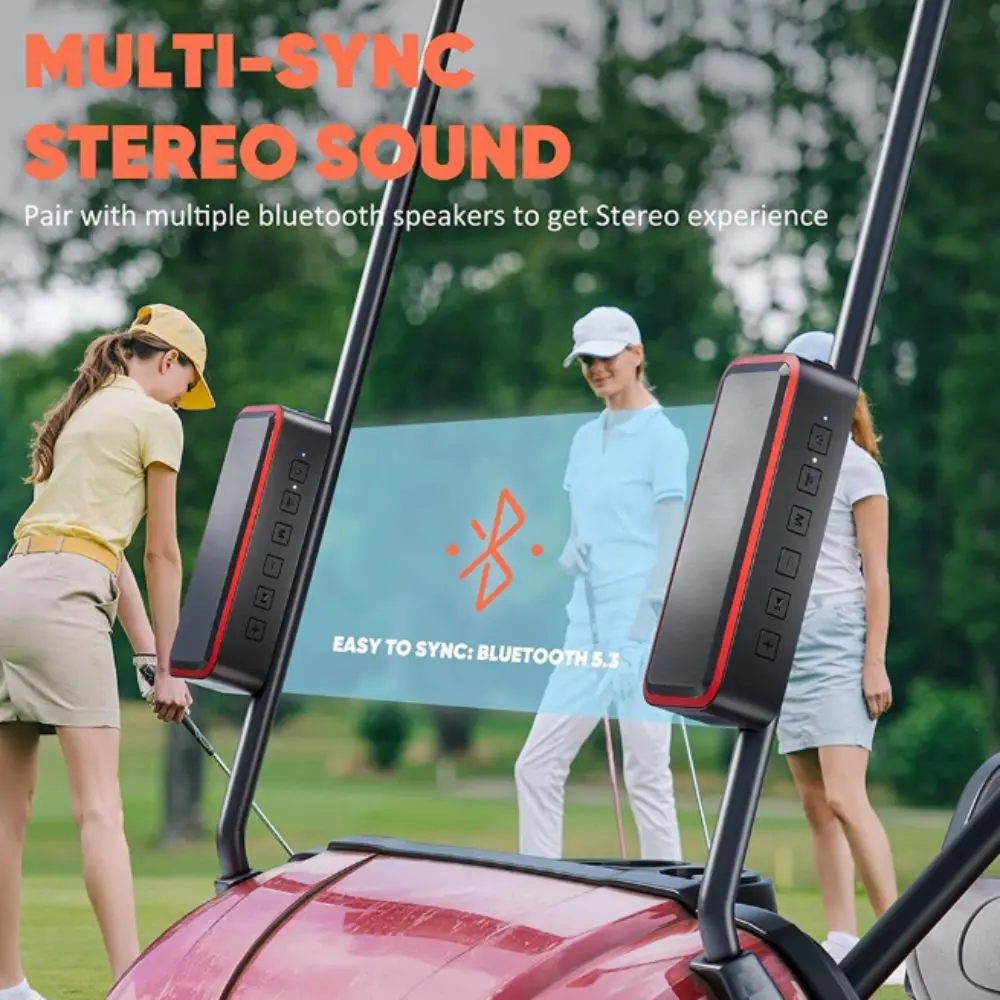 Heavy Duty Waterproof Bluetooth Speaker Stereo Bass Portable Portable Speaker Wireless Multifunction Outdoor Speaker Golf Cart