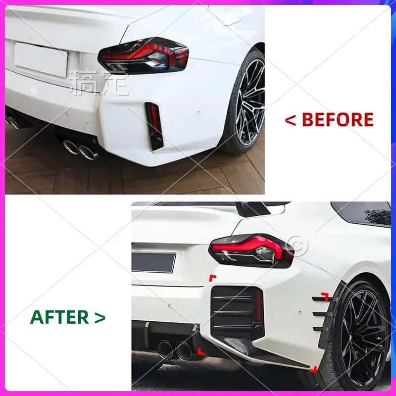 

AR-Car Rear Bumper Air Vent Side Wind Blade Spoiler Indicator Light Trim For BMW 2 Series M2 G87 MP 2023+