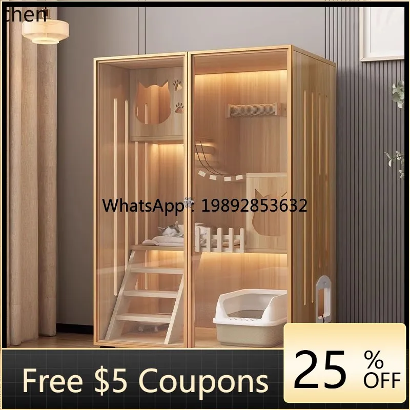 

Кошачий домик из цельного дерева, вилла для дома, в помещении, большое свободное пространство, большой дом