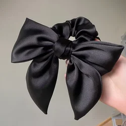 Elegant Bow Hair Band for Women Ribbon Hair Tie Solid Satin Bowknot Scrunchies Ponytail Large Rubber Band Girls Hair Accessories