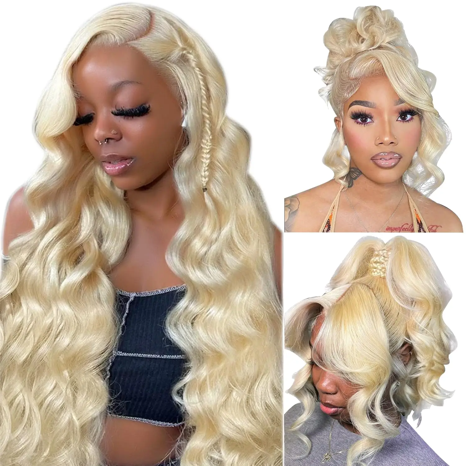 613 Lace Front Wig Human Hair 13x6 Blonde Wig Human Hair 40 Inch Body Wave HD Lace Frontal Wig 250% Density