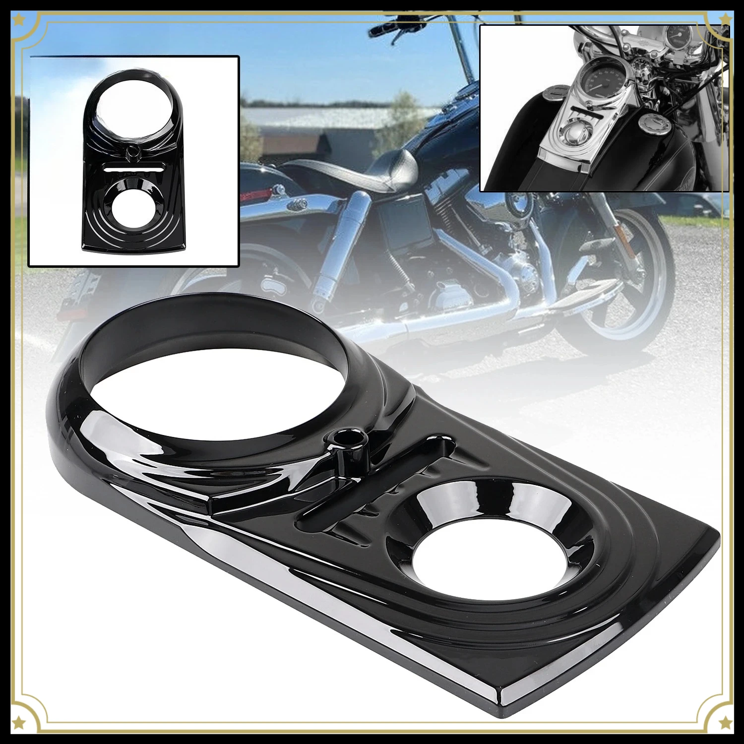 Motorcycle For Harley Black Dash Panel Insert Panels Instrument Cover W/ Hardware Dyna Heritage Softail Springer Fatboy Models