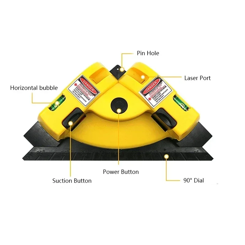Imagem -04 - Ângulo Direito 90 Graus Vertical Pro Vertical Horizontal Nivel Linha de Nível Laser Projeção Nível Quadrado Atacado Cores