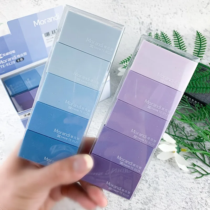 40pcs Morandi Color Erasers for Kids Big Size Eraser Set Korean Stationery School Supplies Wholesale Pencil Erasers Rubber Gifts