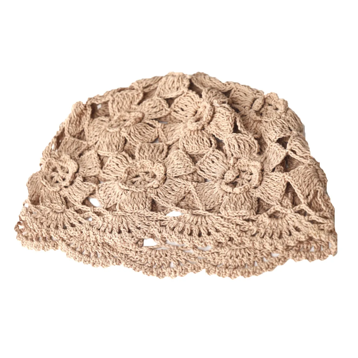 

Women Beanie Summer Crochet Beautiful Flower Cap Handmade Knitted Skull Hats