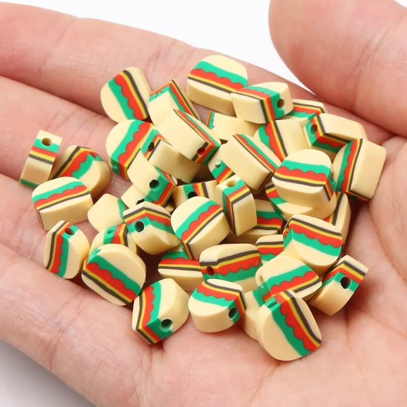 20/50/100pcs Hamburger Handmade Polymer Clay Beads for Jewelry Making DIY Necklace Bracelet Accessories