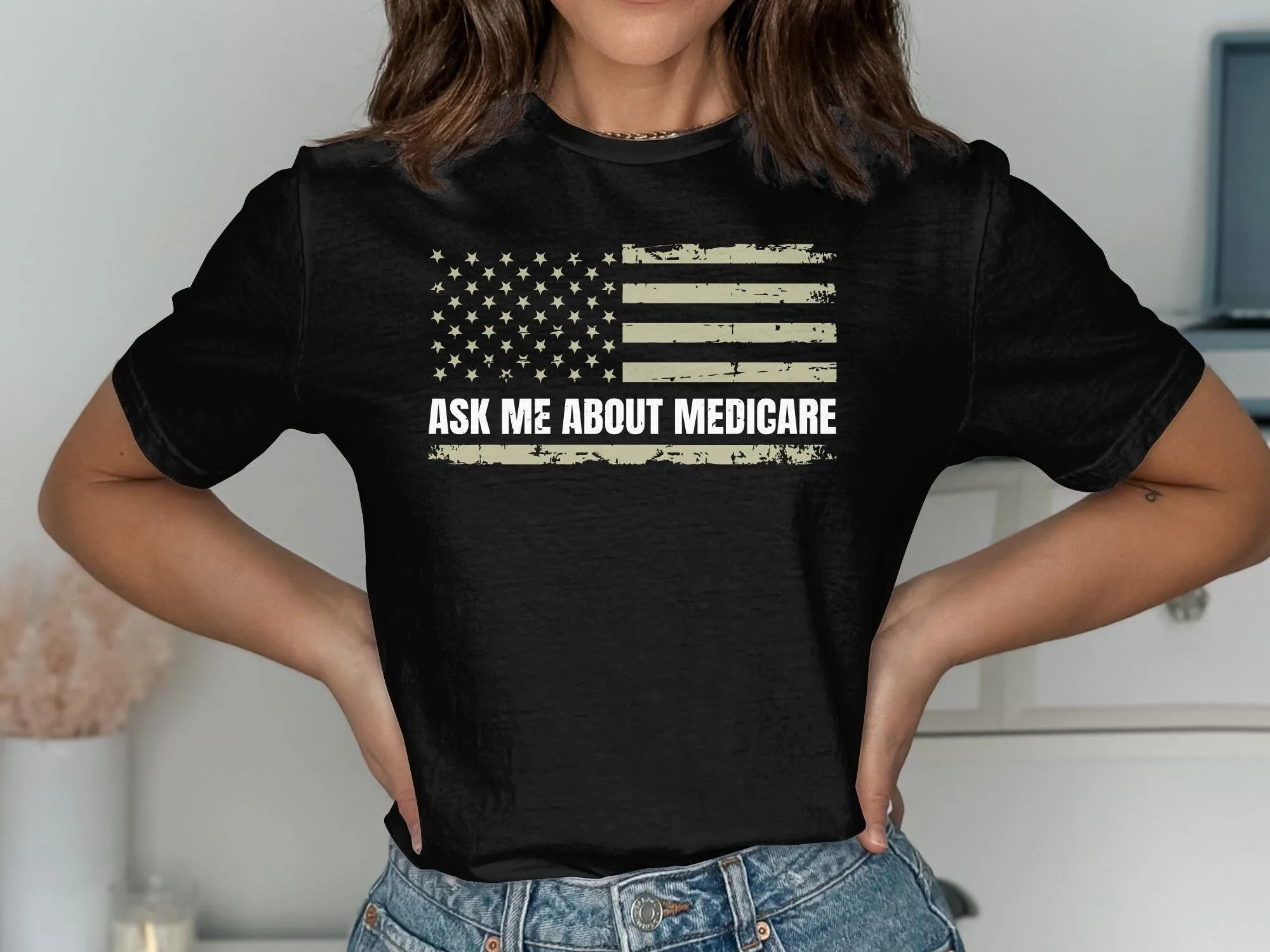 Ask Me About Medicare T Shirt Funny Insurance Agent Broker