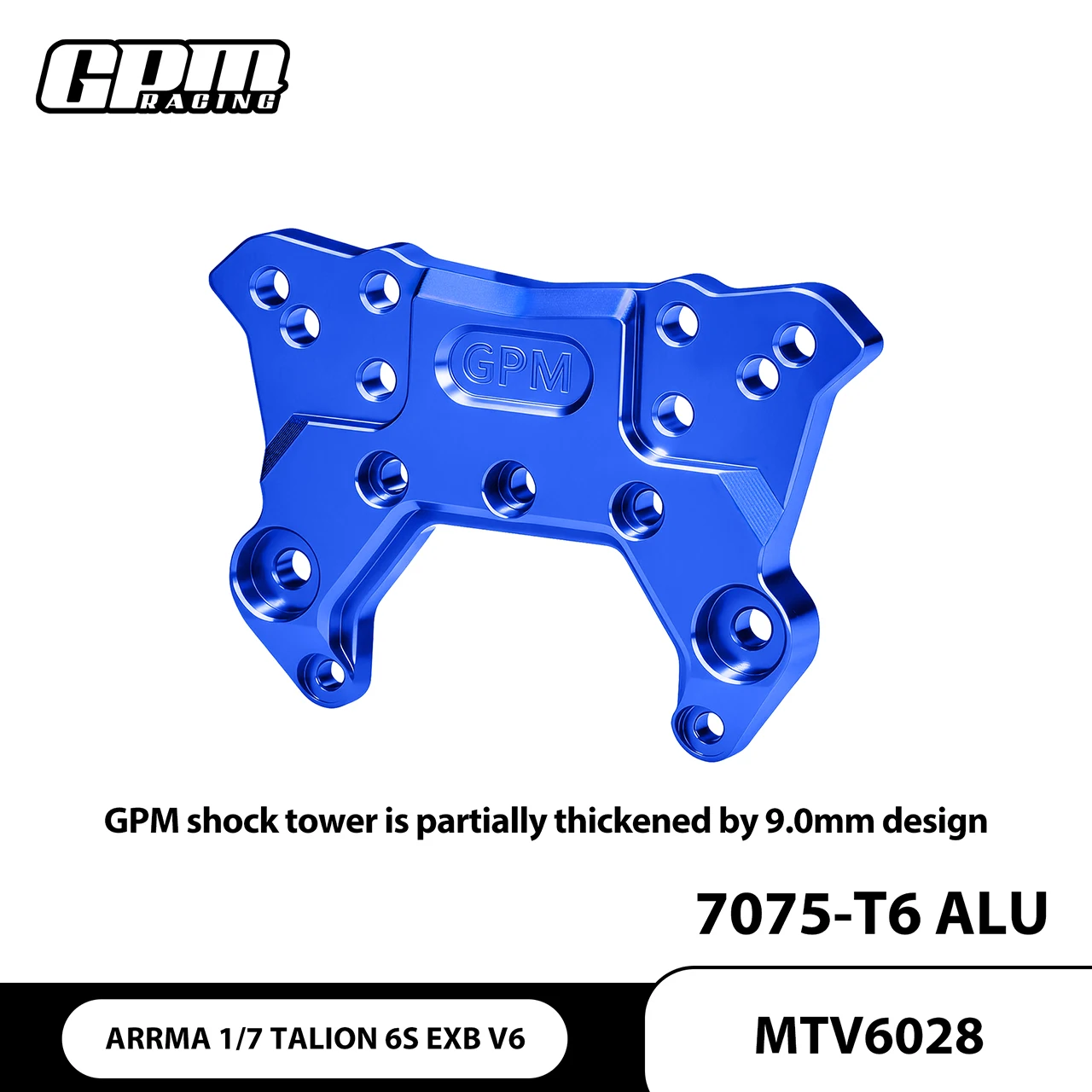 

GPM ALLOY 7075 FRONT SHOCK TOWER THICKNESS 9MM For ARRMA 1/7 TALION 6S EXB 4X4 RTR Brushless Speed Truck-ARA7707V6