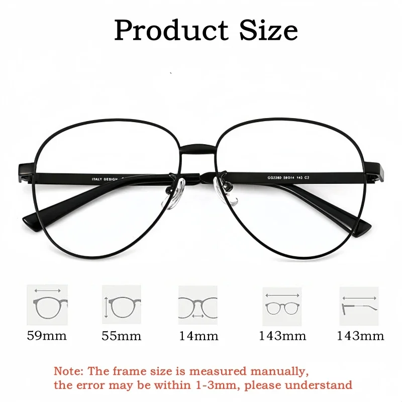 نظارات طيار عصرية جديدة للرجال والنساء من OLLYMURS خفيفة للغاية بتصميم عتيق كبير الحجم إطار نظارات طبية بصرية GG2280